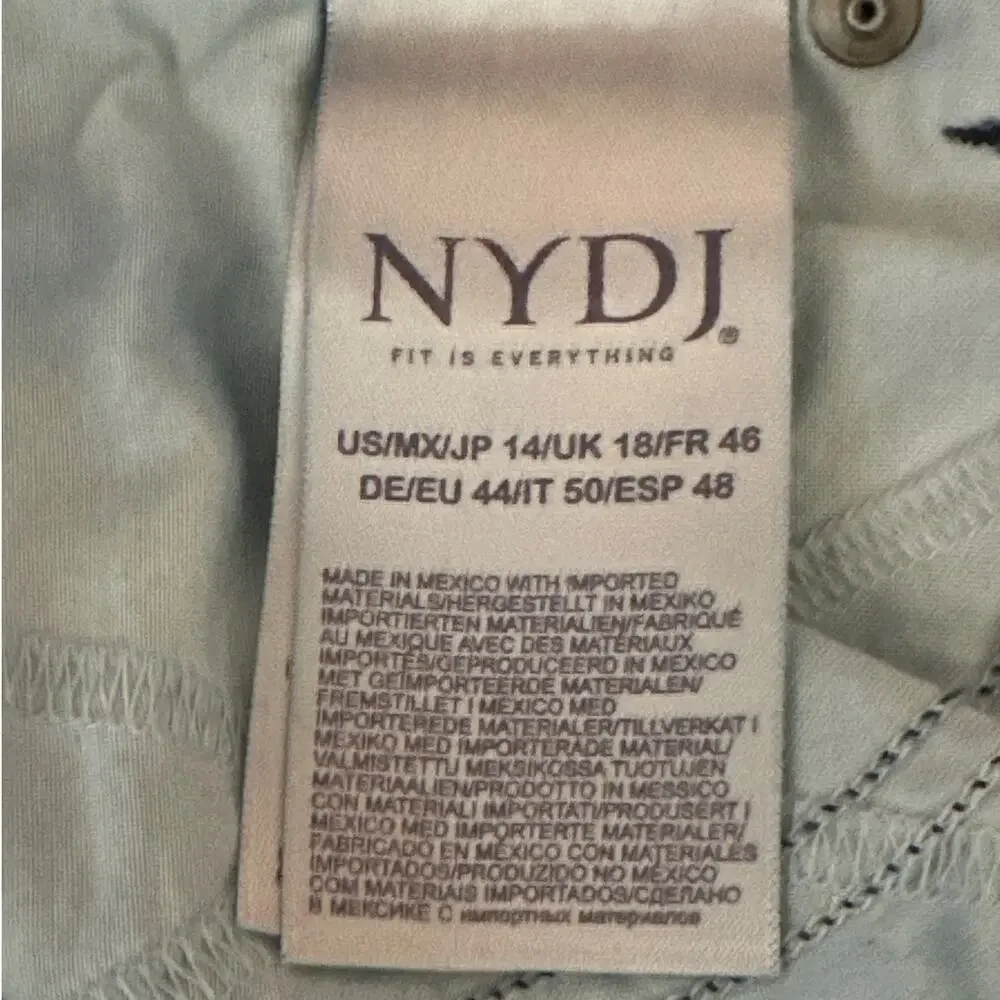 NYDJ Marilyn Straight Leg Jeans Lift Tuck Technology Blue Denim Stretch Sz 14
